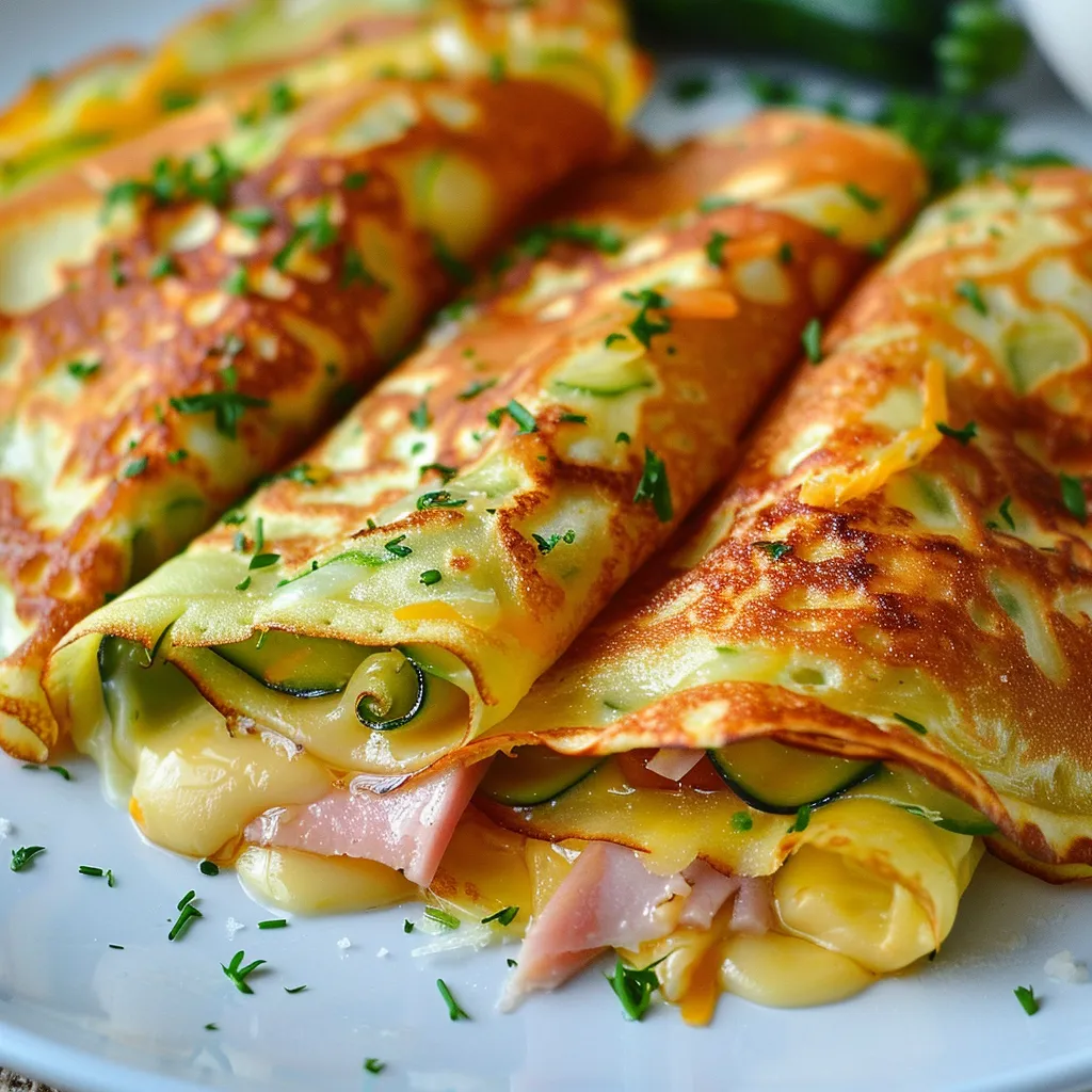 Crêpes appétissantes à la courgette et jambon