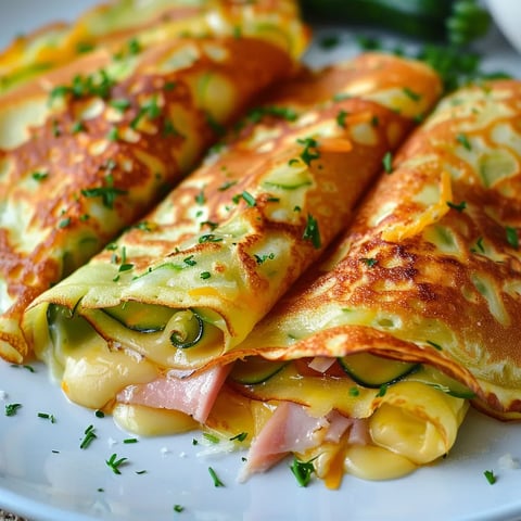 Crêpes appétissantes à la courgette et jambon
