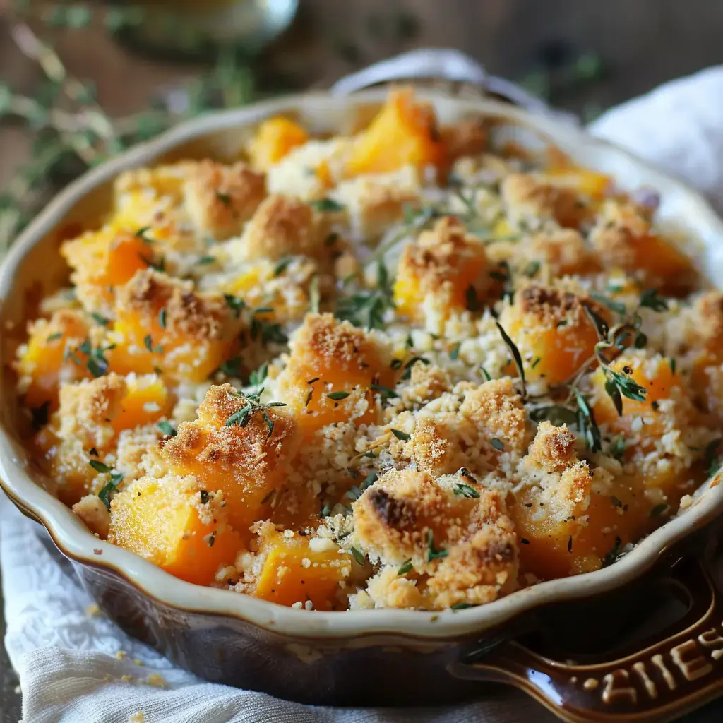 Délicieux crumble de courge et parmesan