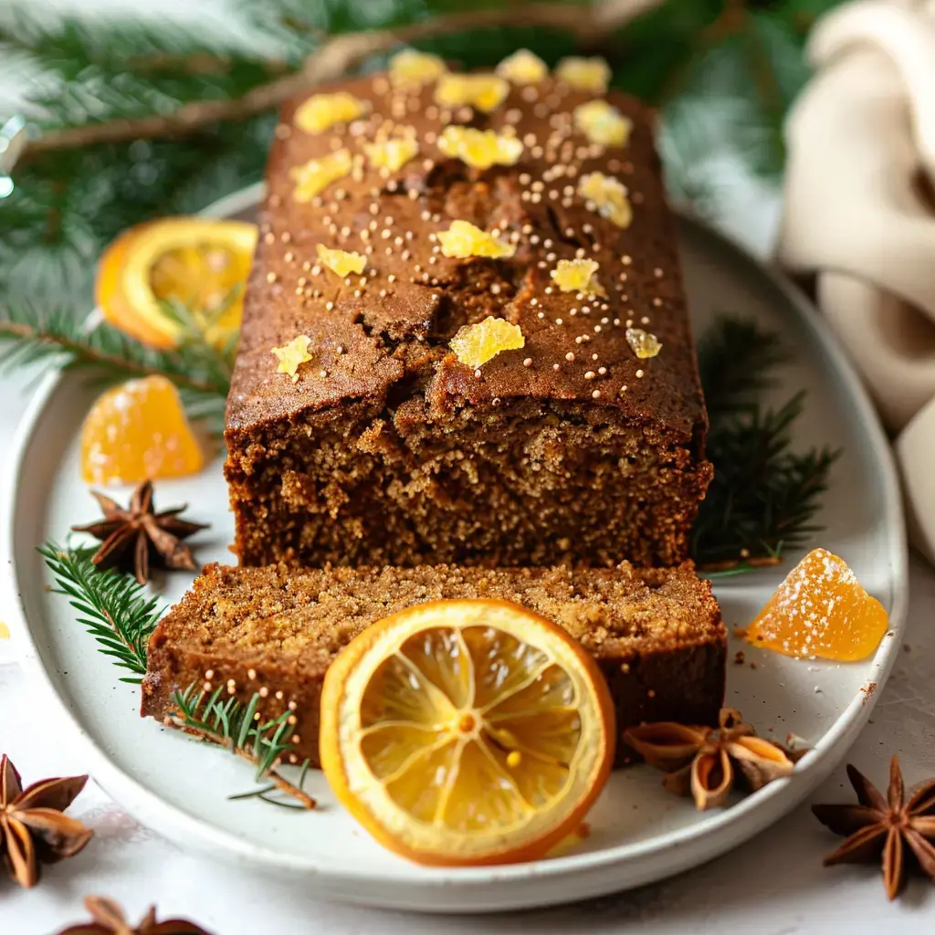 Un gâteau tendre décoré avec des tranches d'orange et de badiane, idéal pour accompagner un moment de détente.