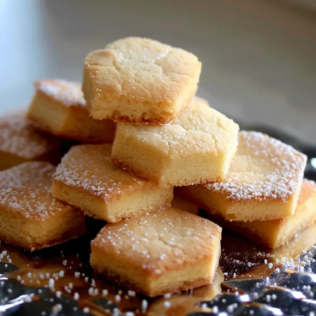 Un assortiment de biscuits sucrés sur un plateau, saupoudrés de sucre glace.