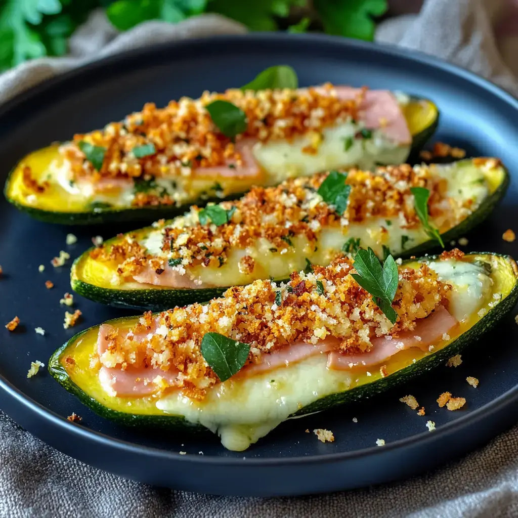 Cordon bleu aux courgettes doré et croustillant, garni de persil frais