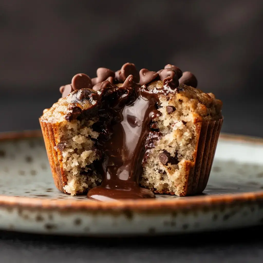 Un muffin moelleux parsemé de pépites de chocolat avec une texture aérée