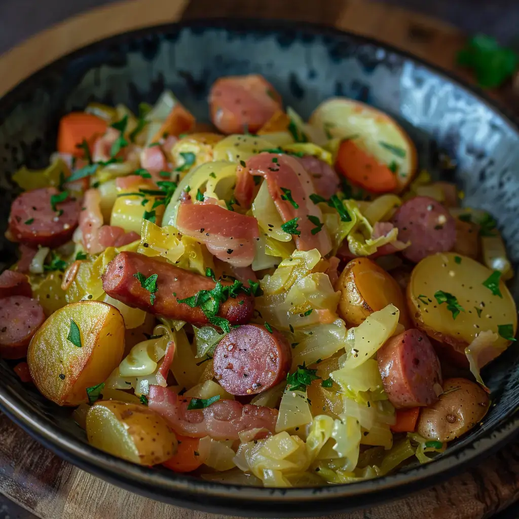 Potée fumante de chou vert aux saucisses de Morteau et pommes de terre