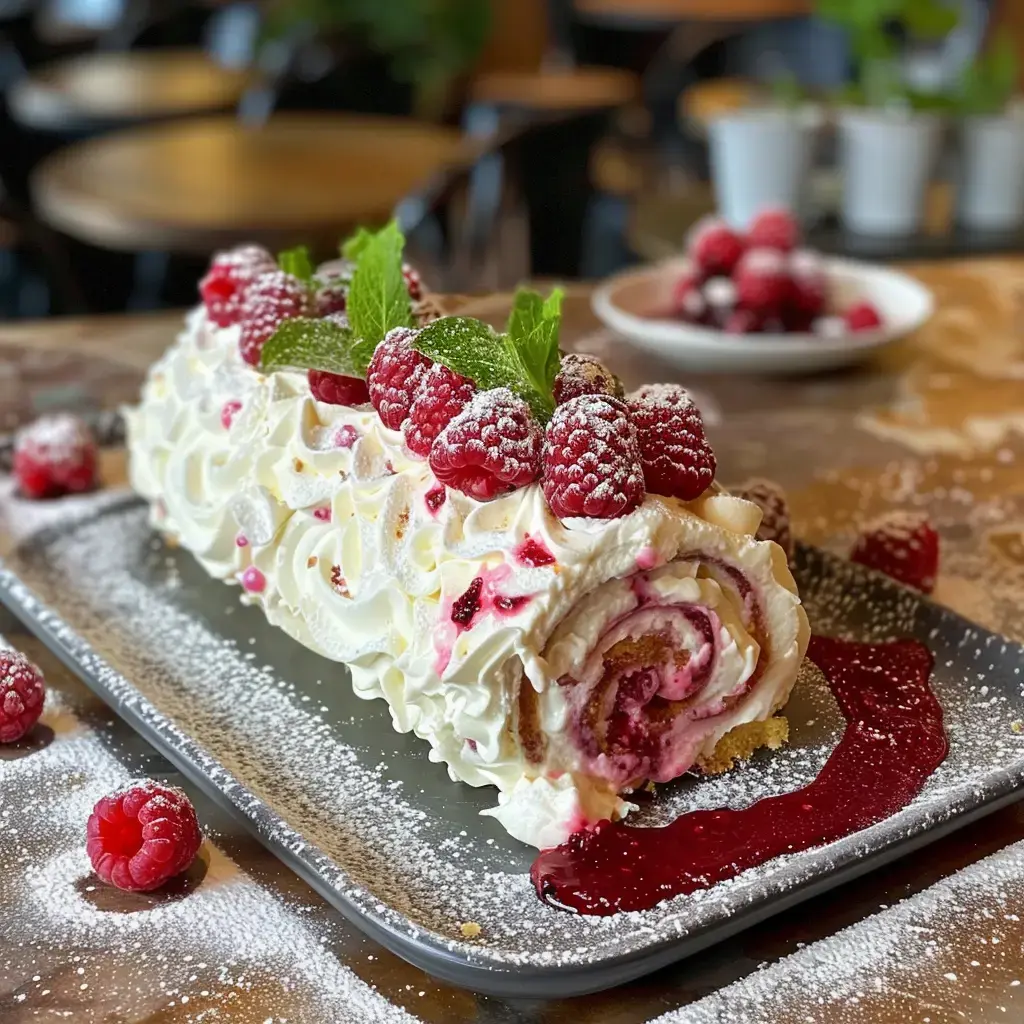 Bûche au mascarpone et aux framboises