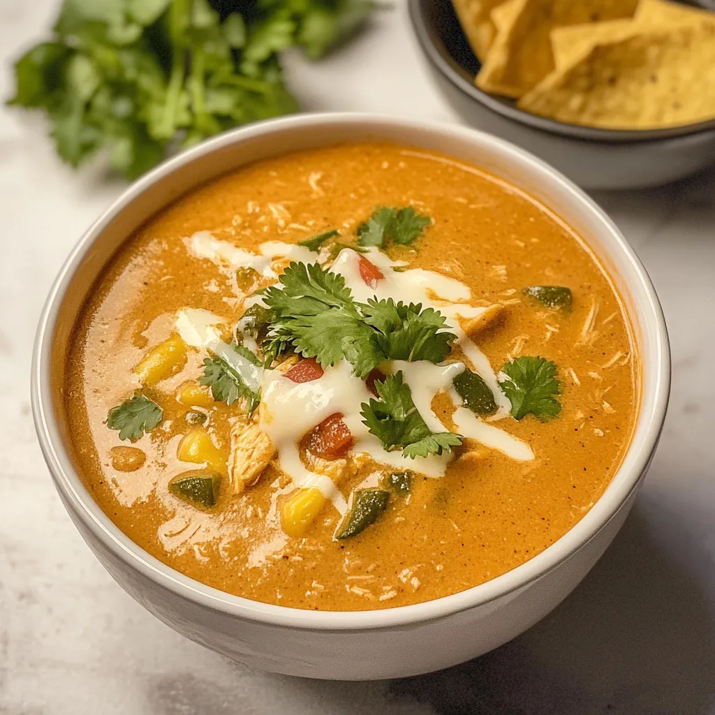 A bowl of soup with a spoon in it.