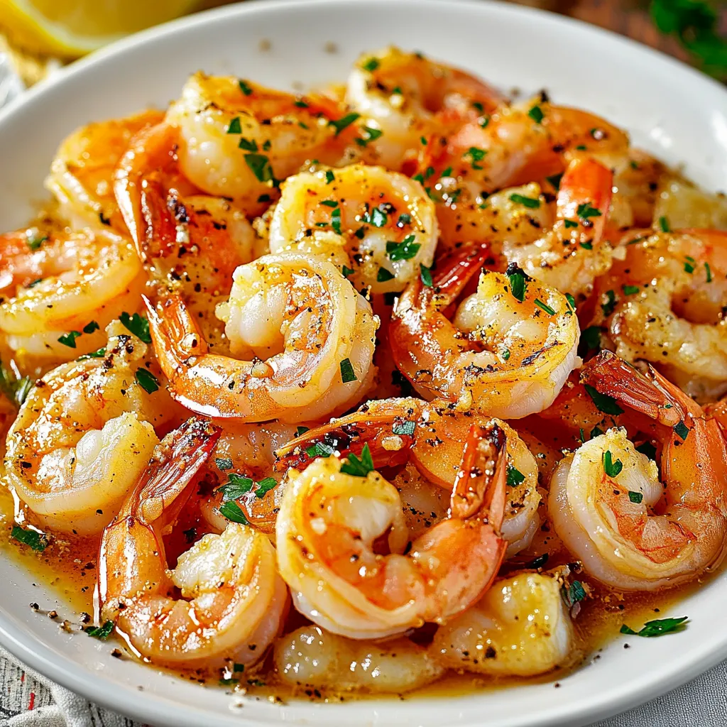 A white bowl filled with shrimp and herbs.