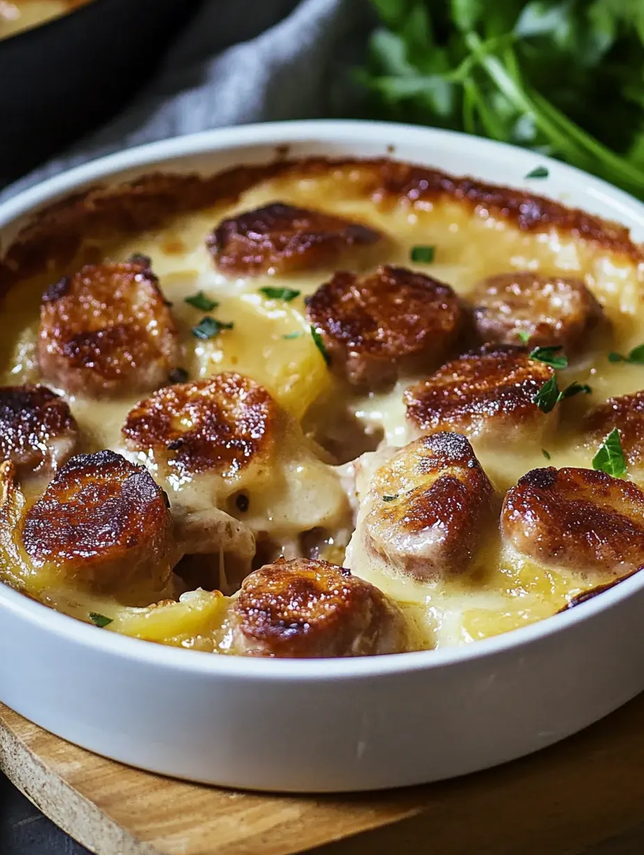 Gratin Maroilles et Saucisses Fumées Recette