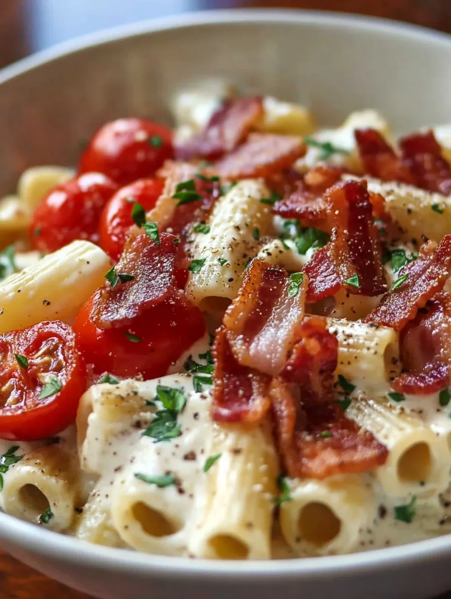 Pâtes Boursin, Bacon et Tomates