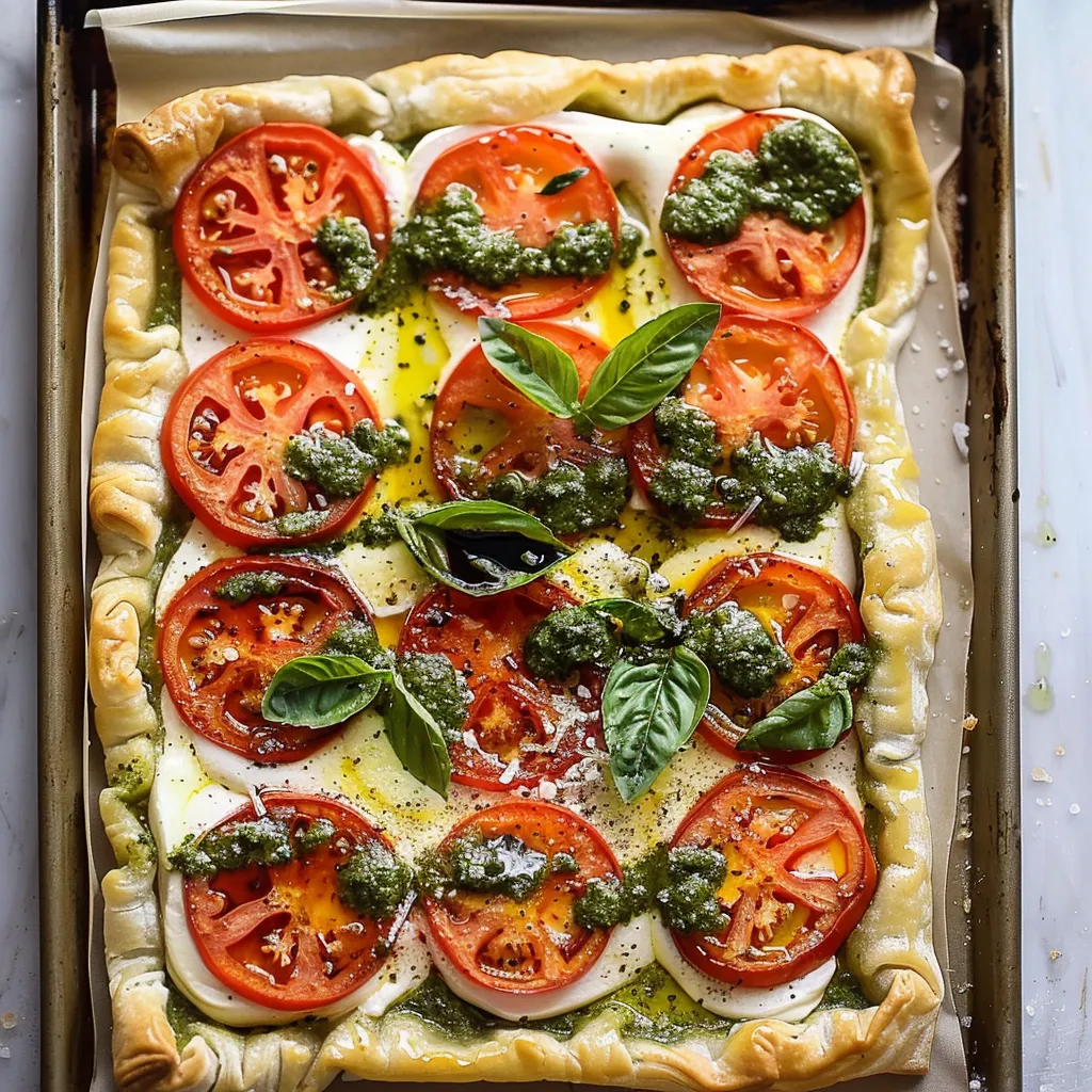 Délicieuse Caprese au Pesto avec Pâte Feuilletée