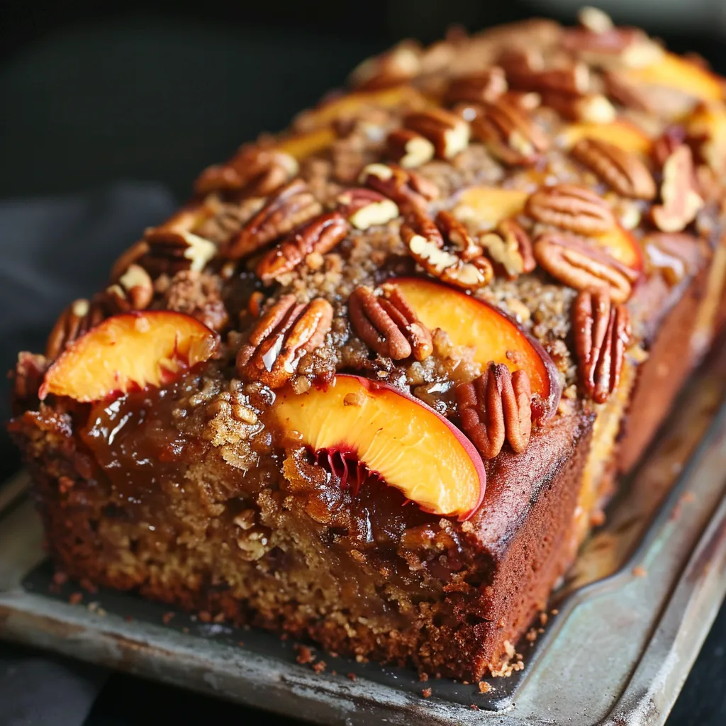Cake aux Pêches et Noix de Pécan - Recette Gourmande