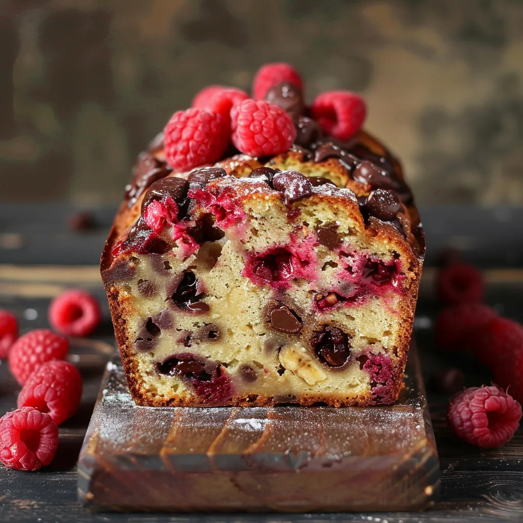 Pain Banane Chocolat Noir Framboises