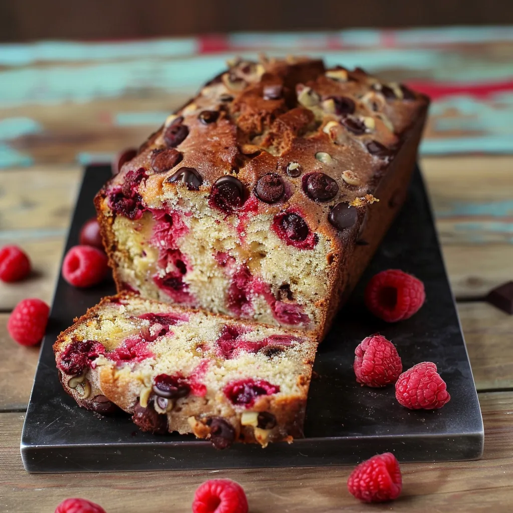 Cake Banane, Chocolat et Framboises - Recette Gourmande
