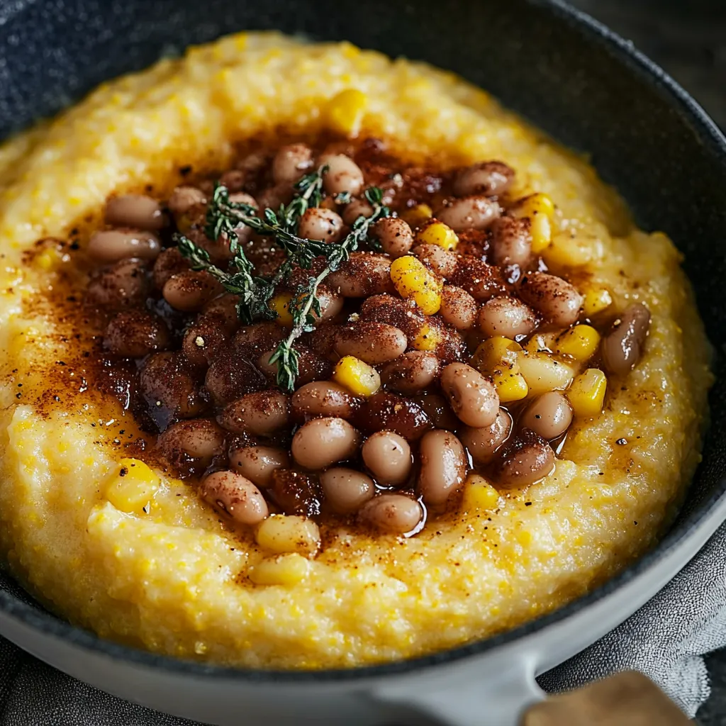 Polenta de Maïs Doux avec Haricots Blancs - Recette Végétarienne