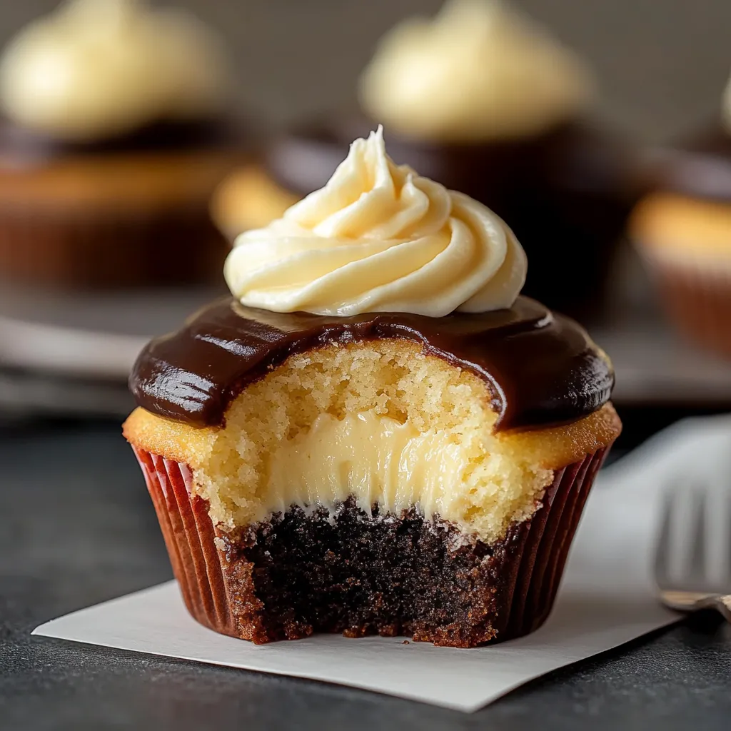 Délicieux Cupcakes Boston Cream au Chocolat