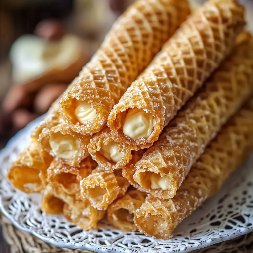 Cornets croustillants fourrés à la confiture de lait et au beurre