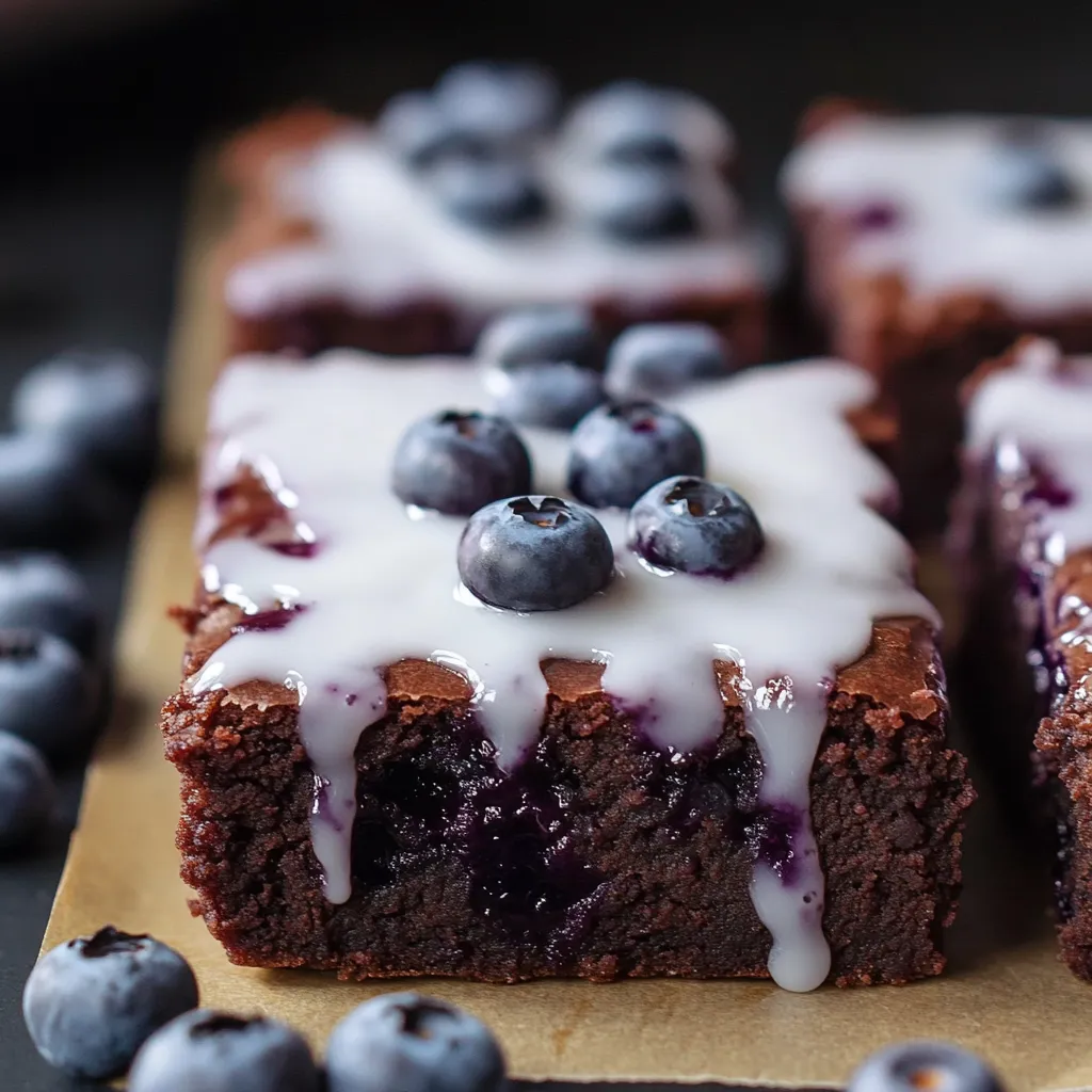 Brownies moelleux aux myrtilles et glaçage