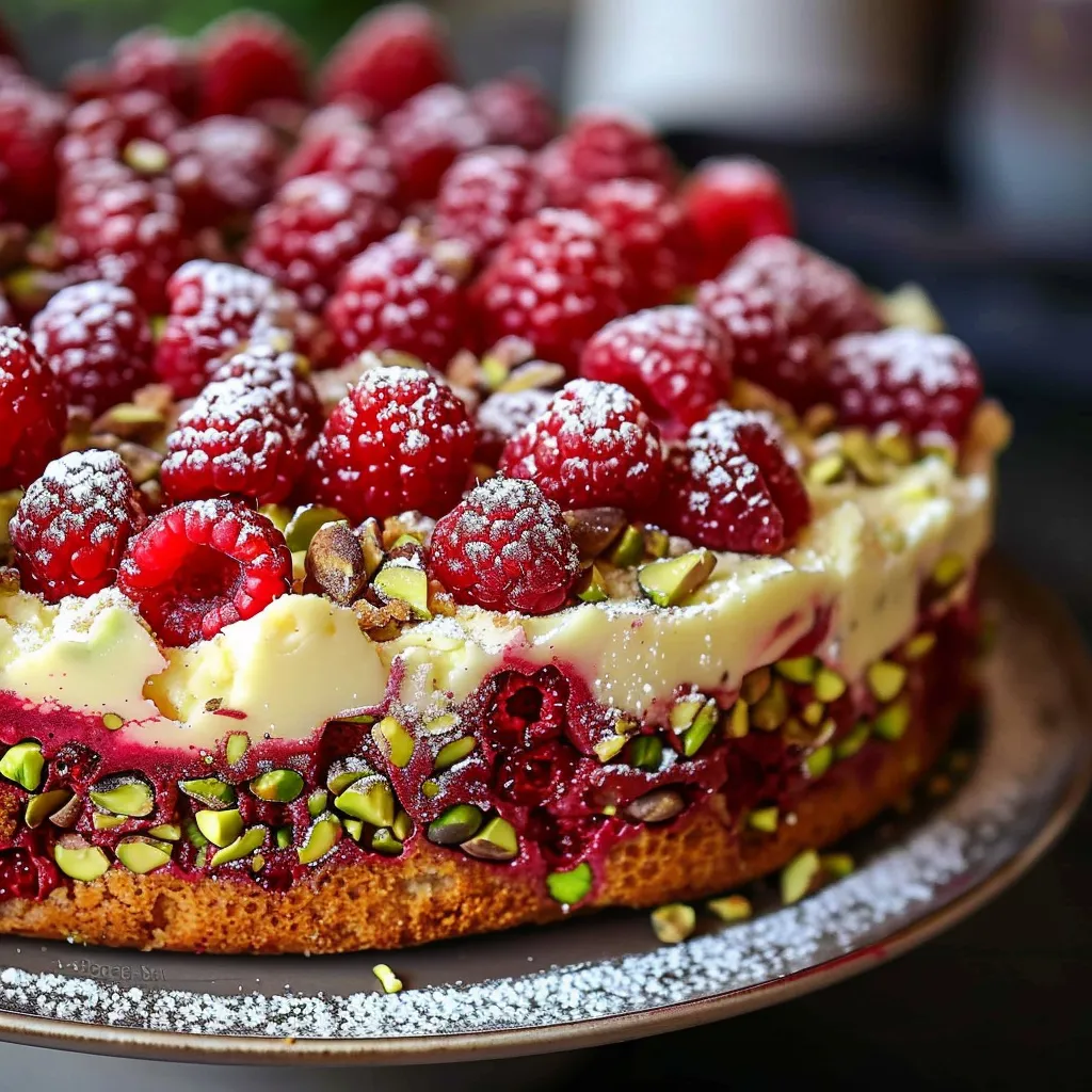 Gâteau pistache framboise fait maison