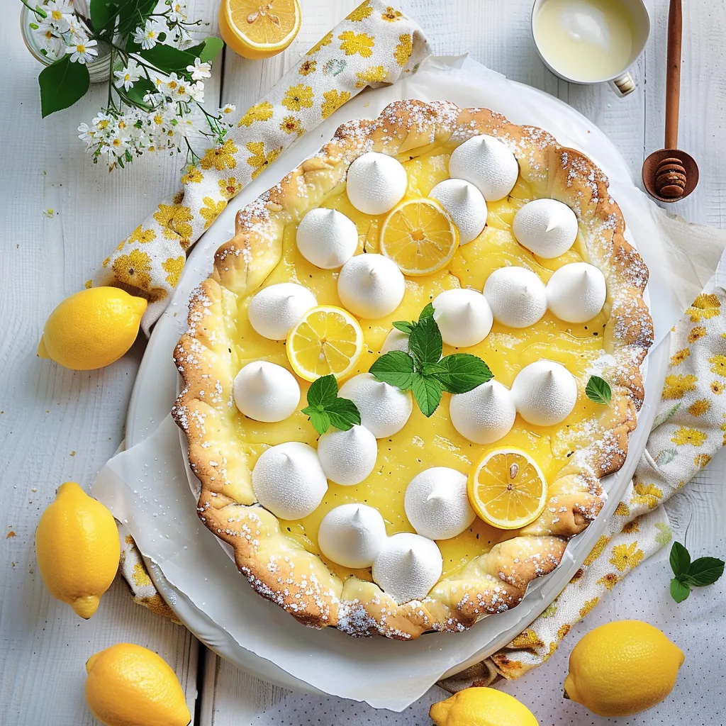 Délice citronné couronné de meringue