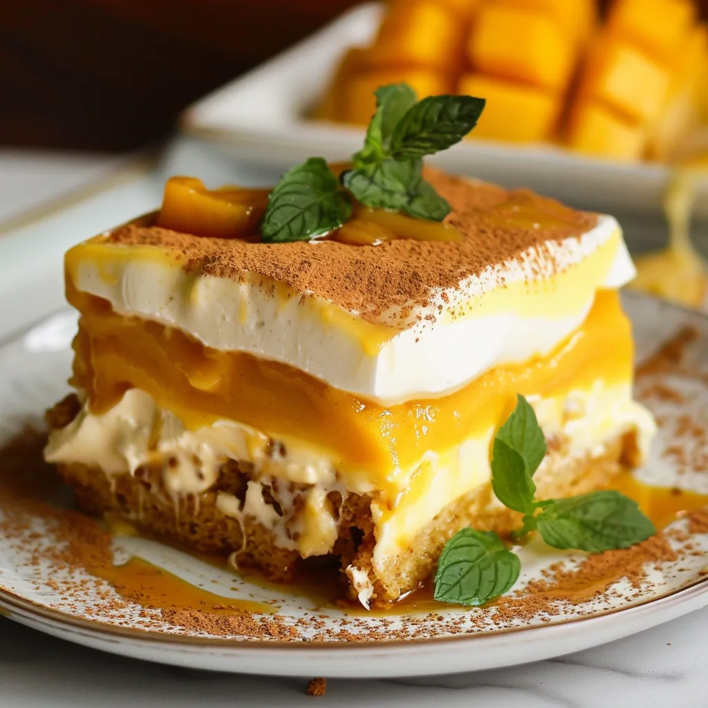 Tiramisu à la mangue sans œufs et sans produits laitiers
