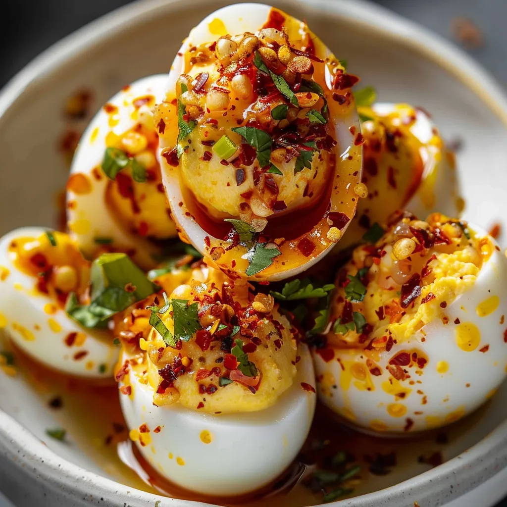 Oeufs farcis épicés avec ail et paprika