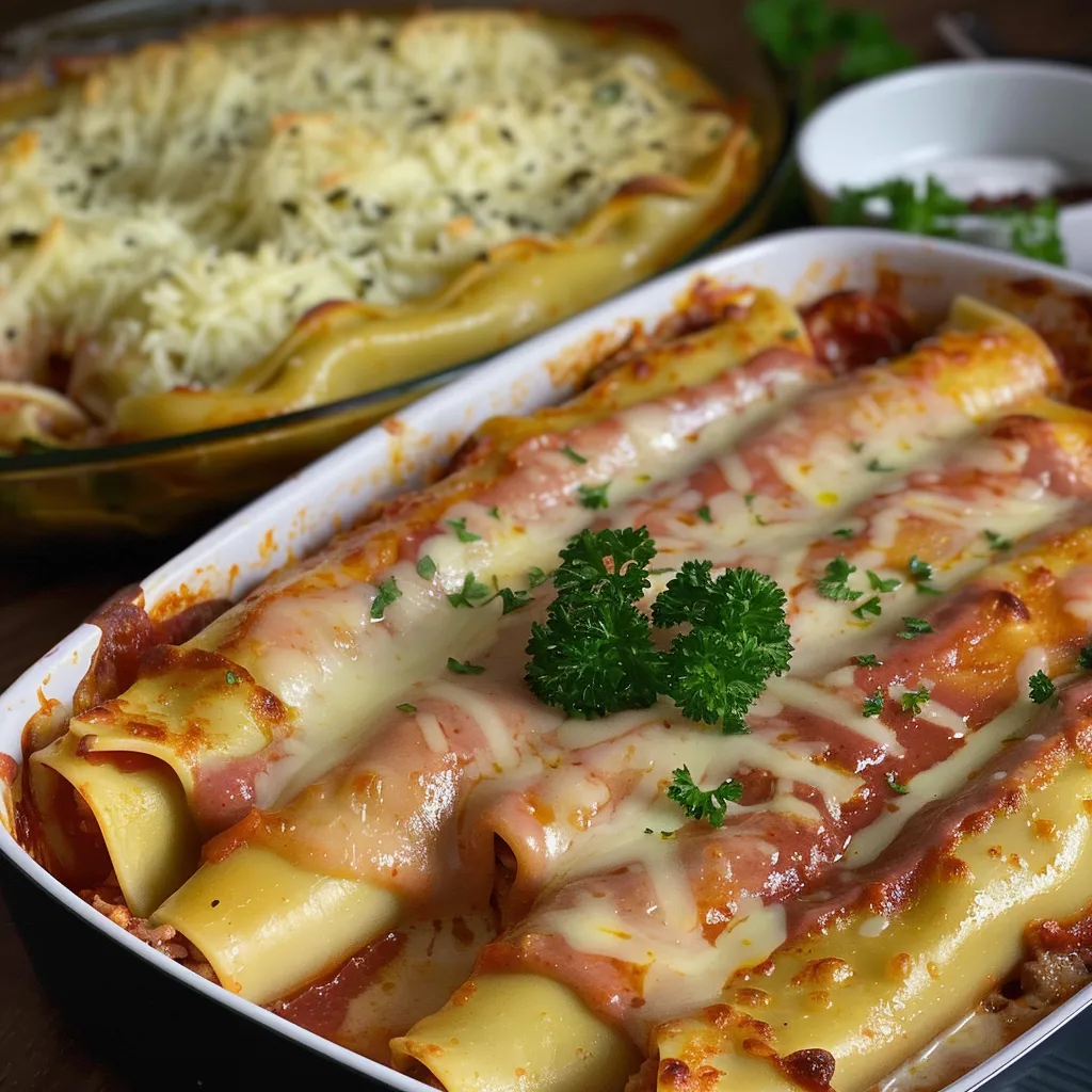 Délicieux cannellonis boeuf mozzarella