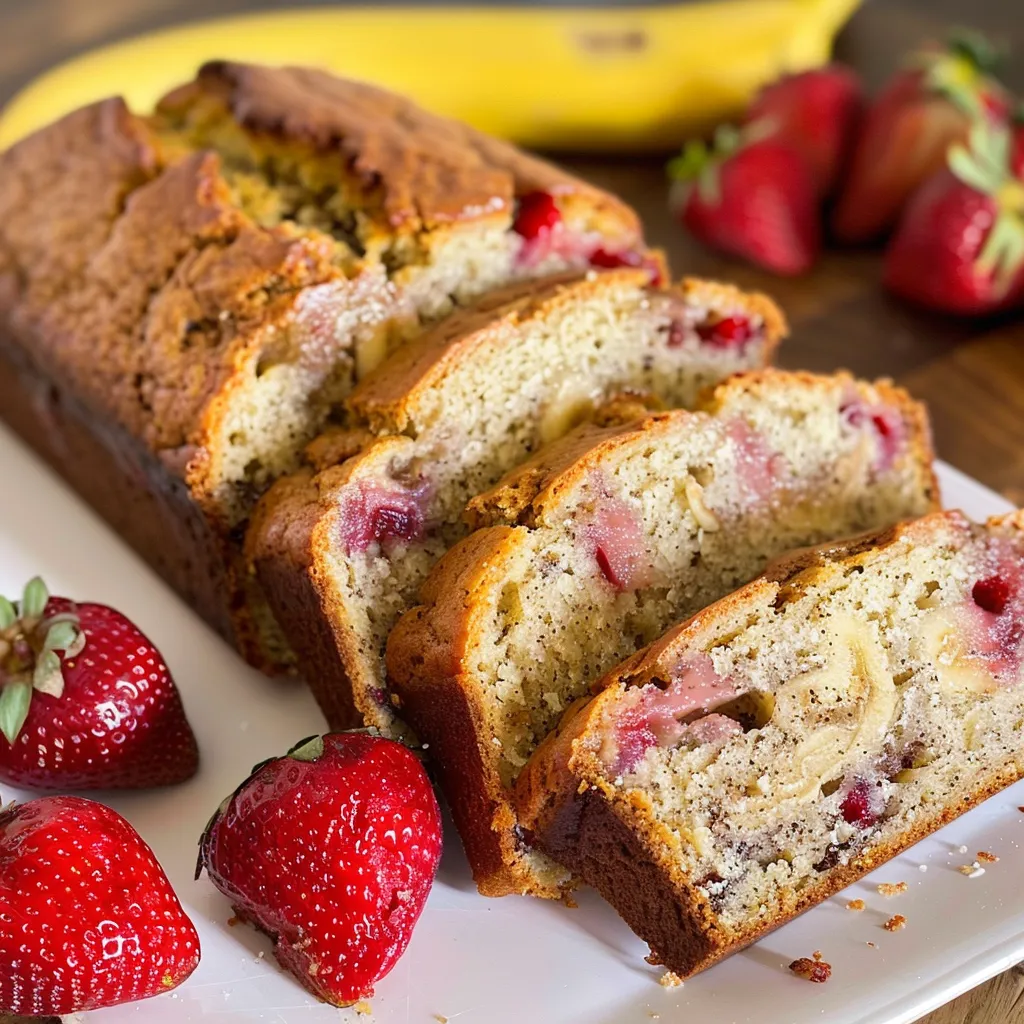 Pain fait maison aux fraises et bananes