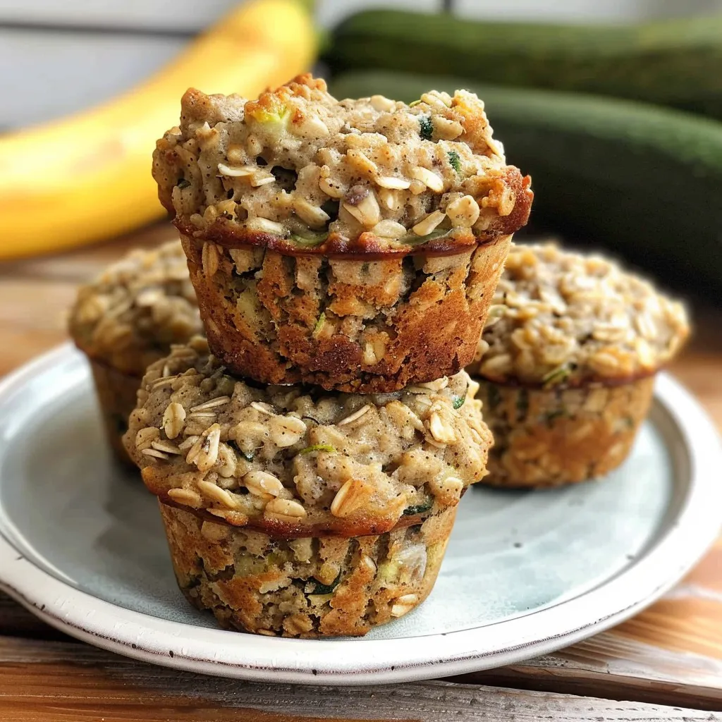 Délicieux muffins courgettes, bananes et avoine