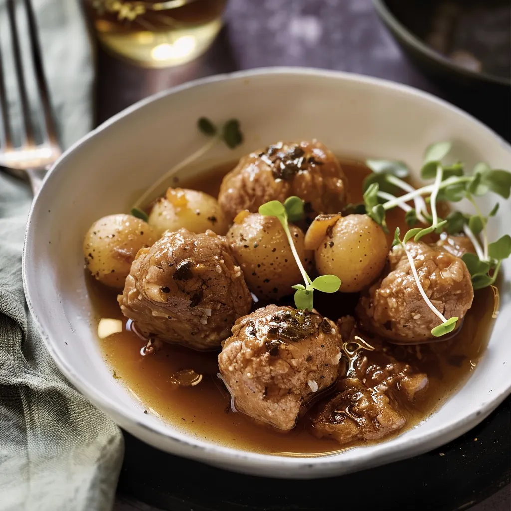 Boulettes et pattes de cochon mijotées