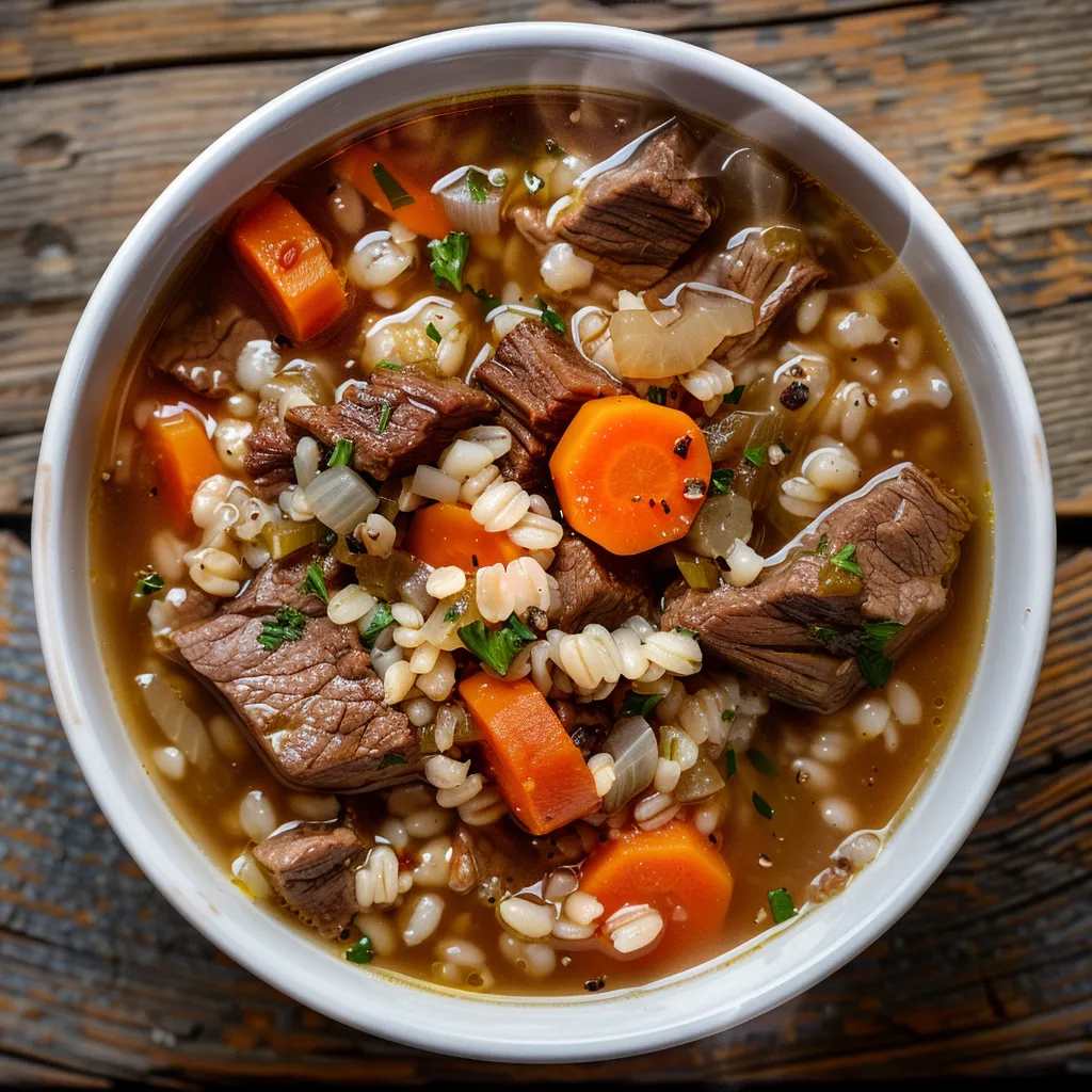 Orge et bœuf soupe savoureuse