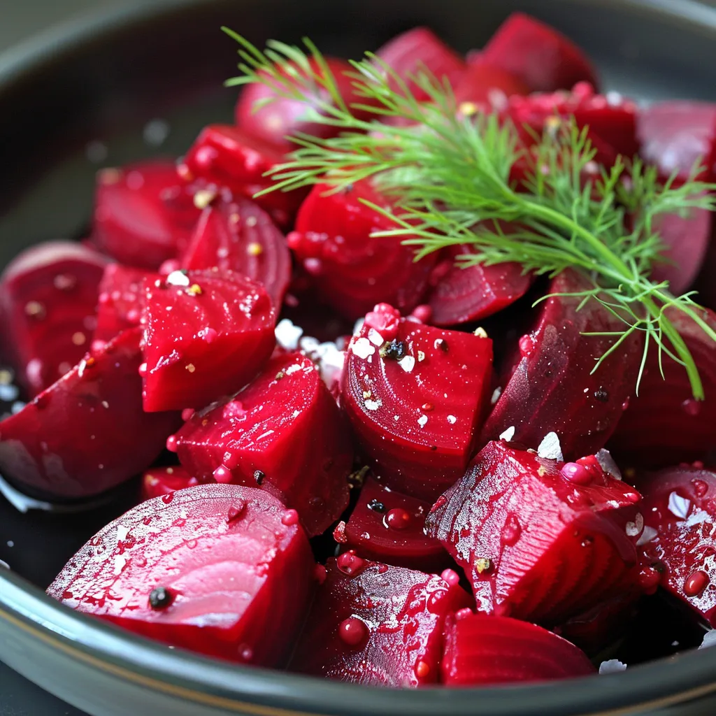 Salade aux betteraves délicatement marinées et assaisonnées