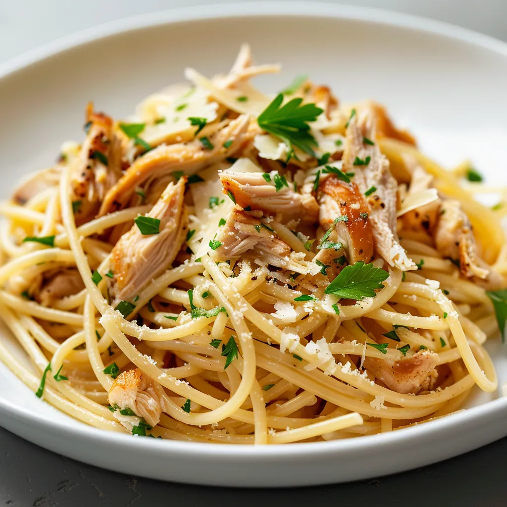Poulet rôti et spaghettis