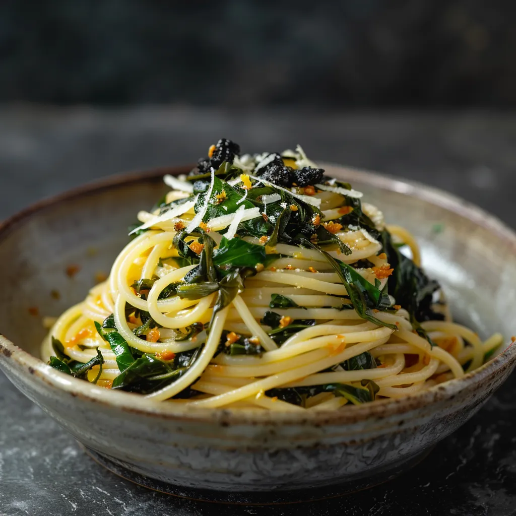 Délicieux spaghettis blettes truffe