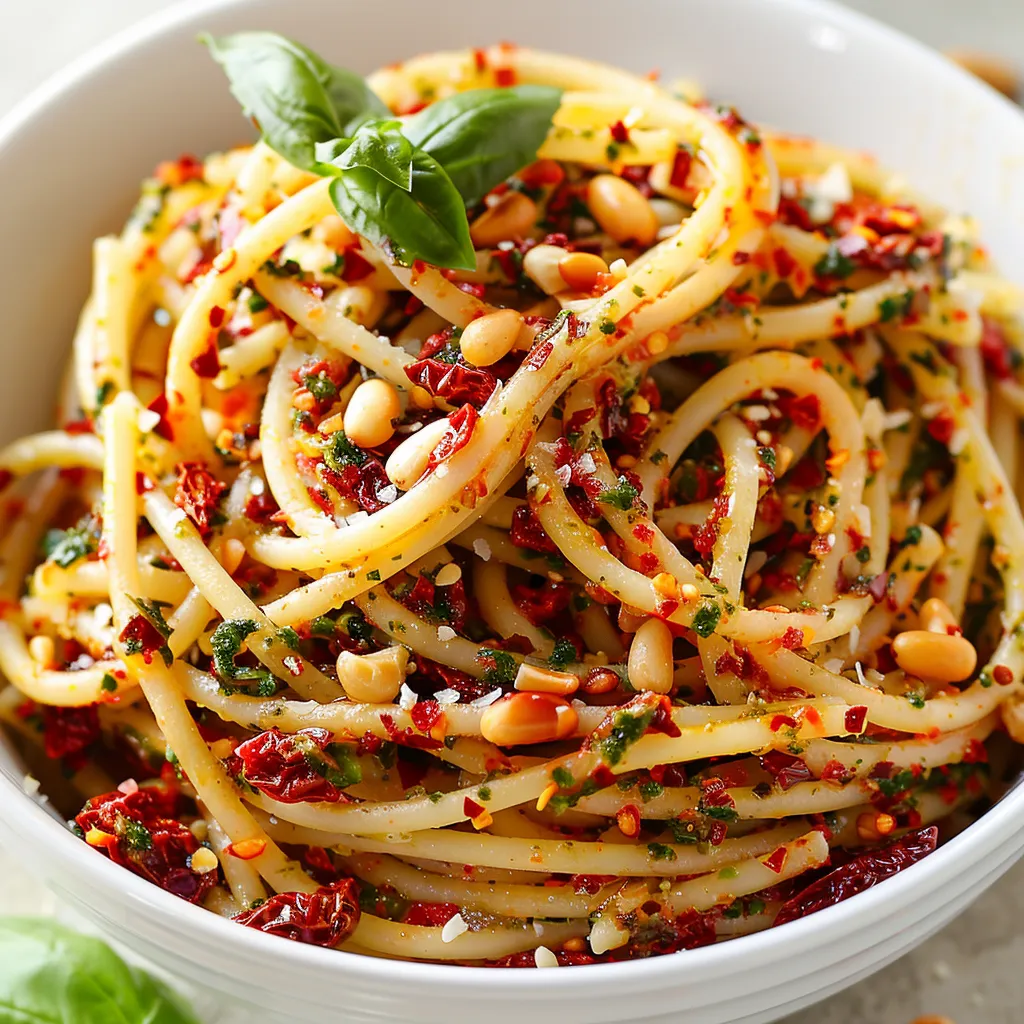 Délicieux spaghettis pesto