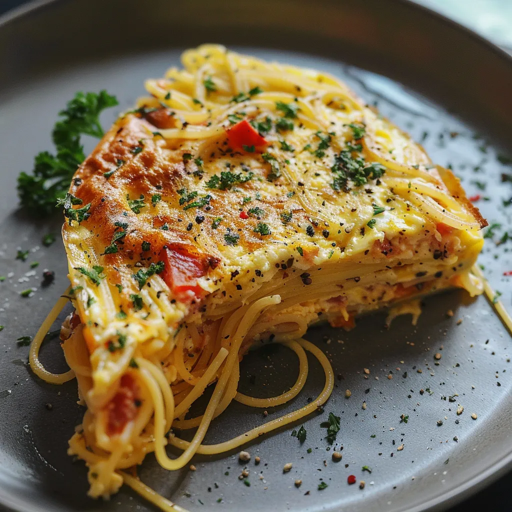 Frittata aux œufs et spaghettis
