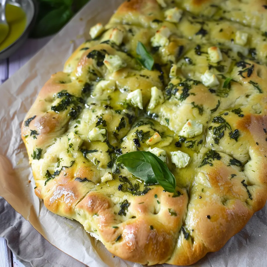 Fougasse savoureuse aux fromages et ail des ours