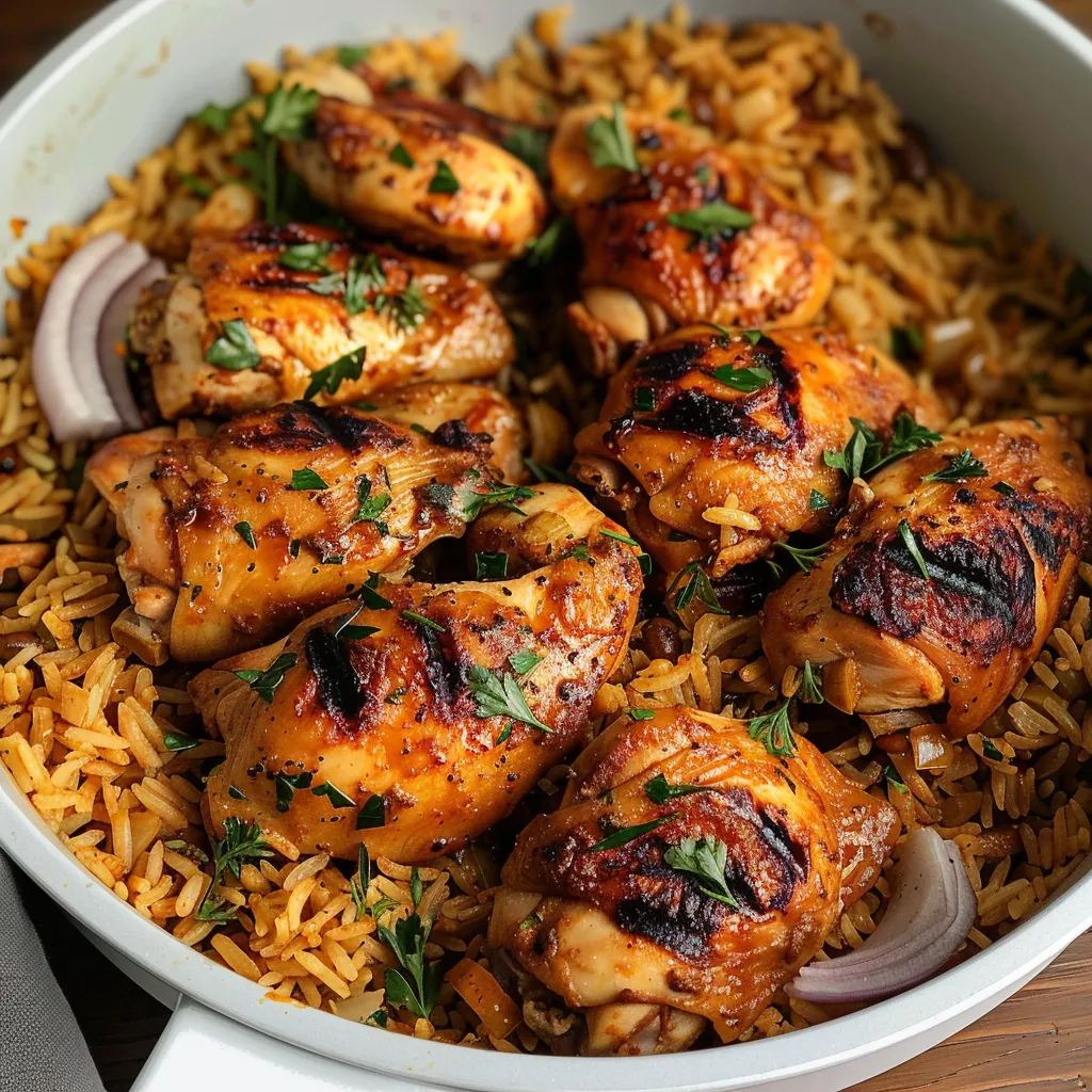 Délicieux poulet shawarma et riz aux épices