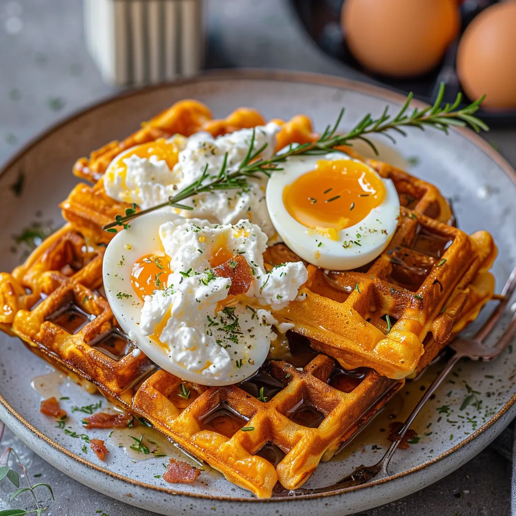 Savoureuses gaufres carottes et chèvre crémeux