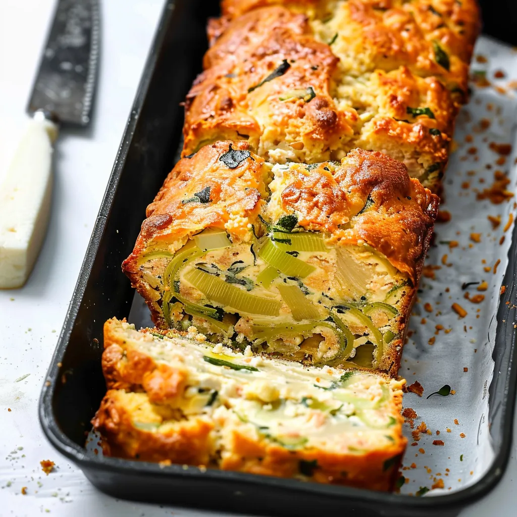 Un délicieux cake poireaux chèvre