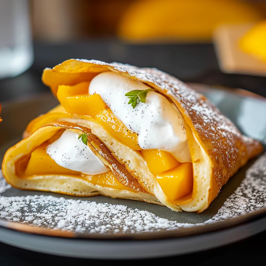 Douces crêpes mangue maison