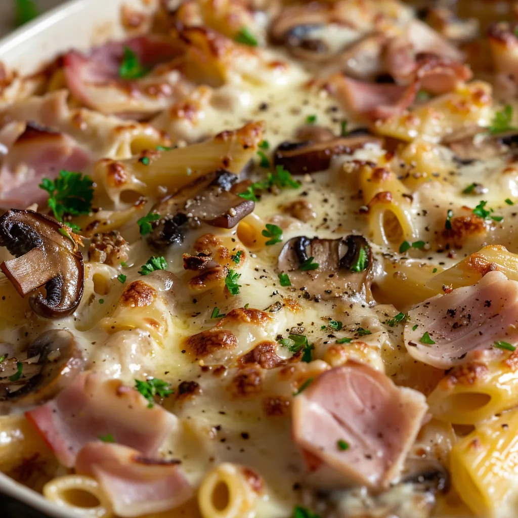 Pâtes gratinées au jambon