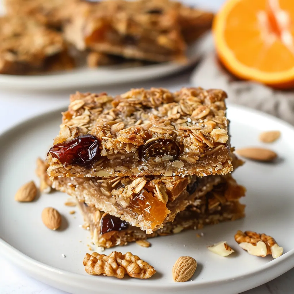Carrés aux dattes avec croustillant à l'avoine et aux amandes