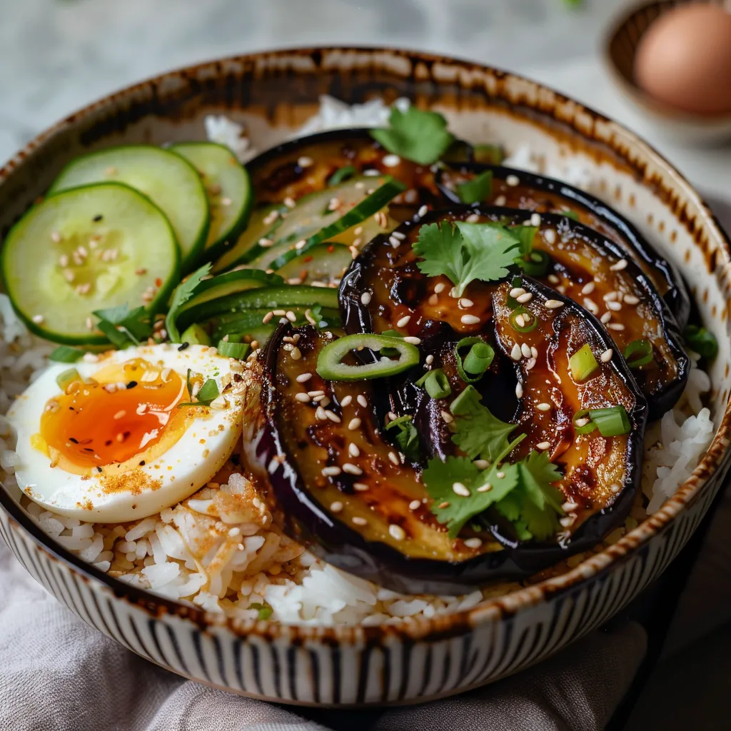 Bols riz et aubergine