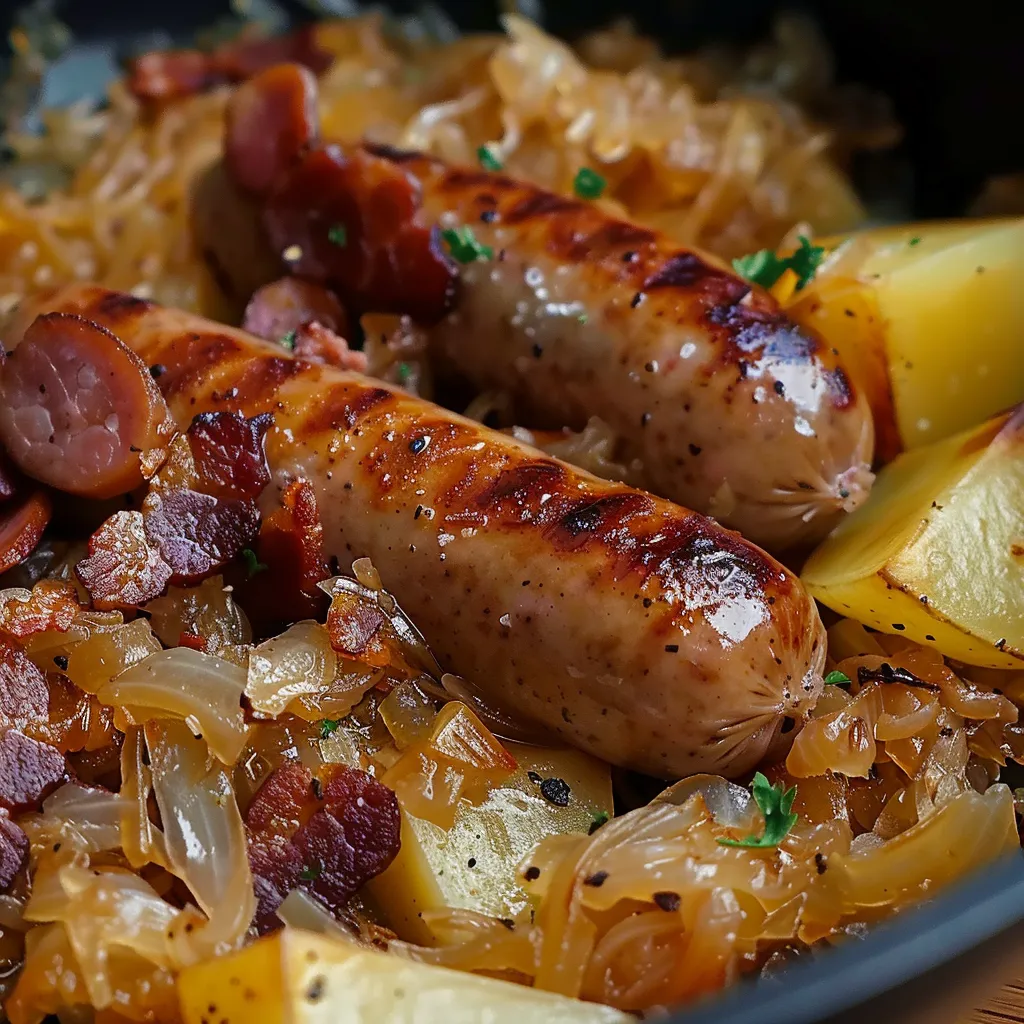 Délicieuse bratwurst et pommes