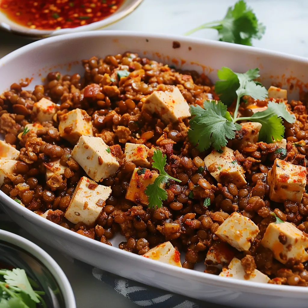 Sans-viande tofu et lentilles