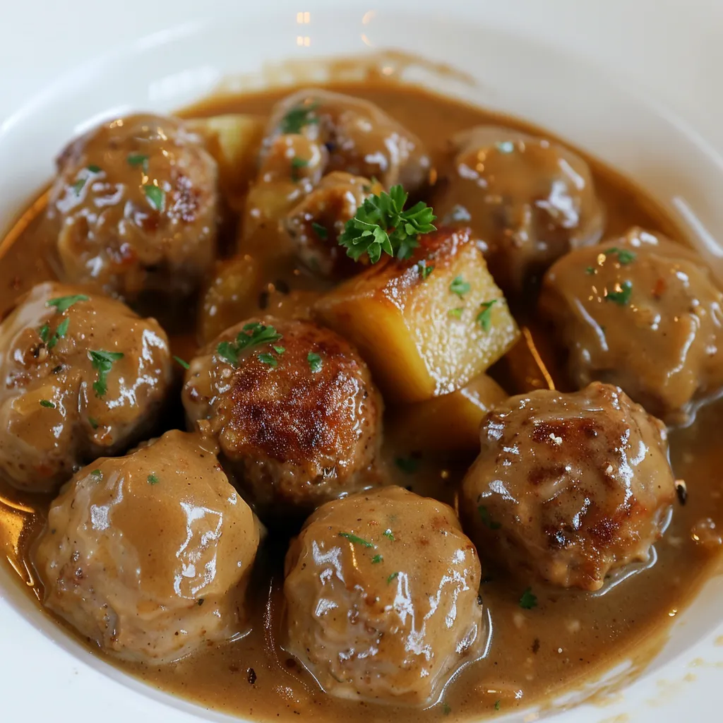 Ragoût maison avec boulettes, viande tendre et saveurs parfumées
