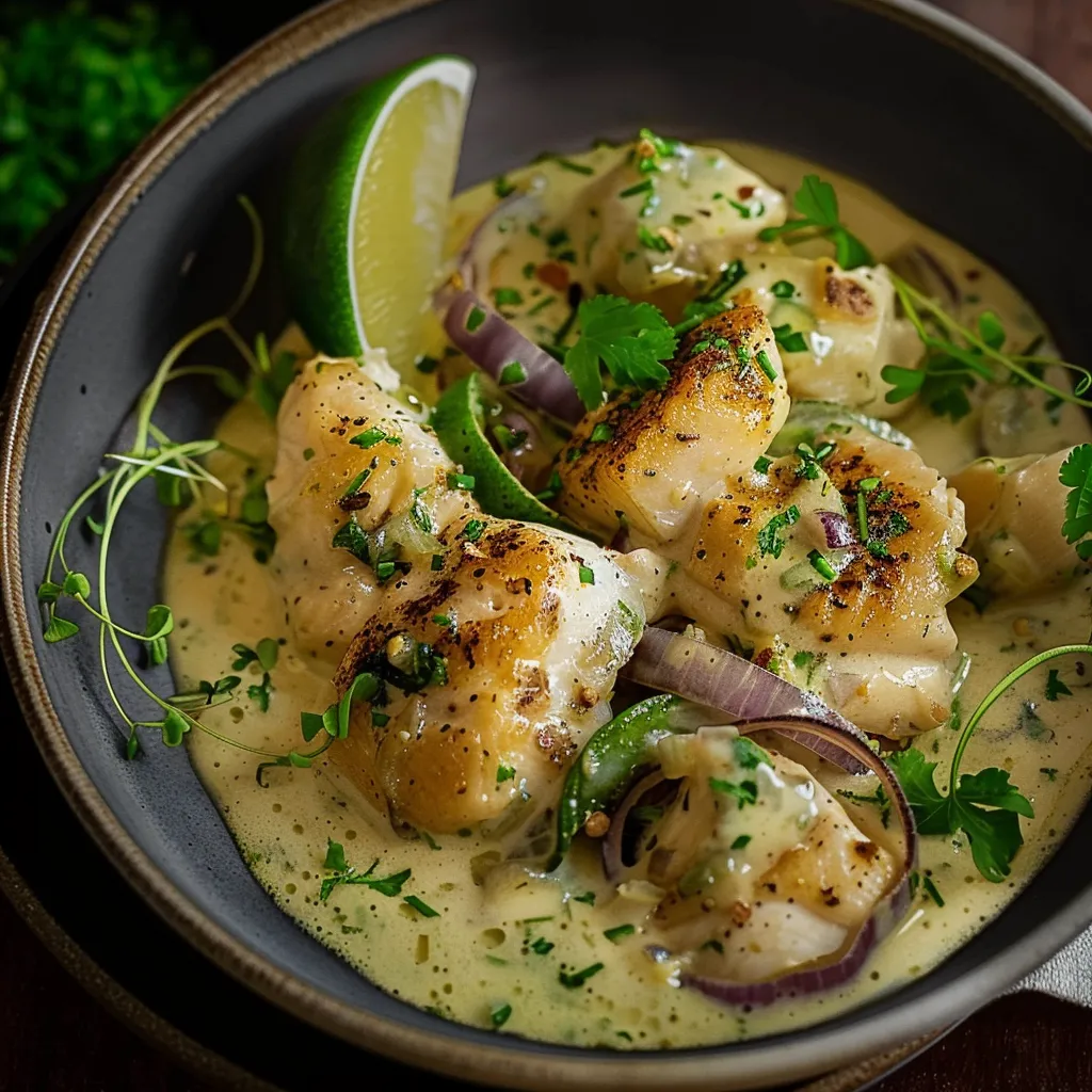 Plat de cari vert au poulet délicieux