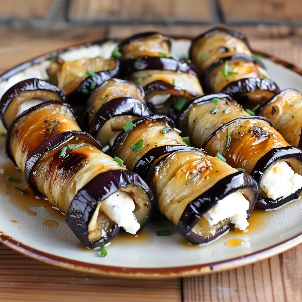 Rouleaux d'aubergines farcis au chèvre frais