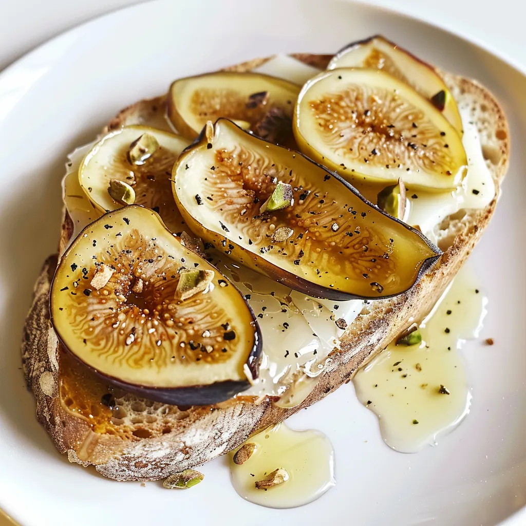 Tartine gourmande aux figues, brie et miel