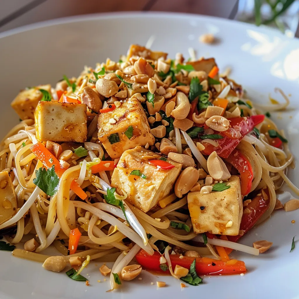 Plat de nouilles thaï au tofu